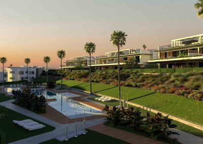 Santa Clara Homes evening pool - Lunde & Nieto