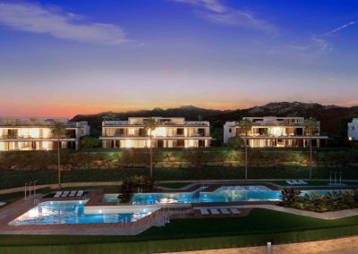 Santa Clara Homes backside night - Lunde & Nieto