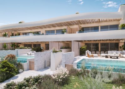 Dunique Marbella backside of 3 villas side view- Lunde & Nieto