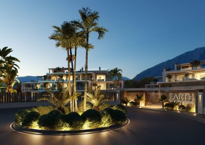 Earth Marbella entrance at night - Lunde & Nieto